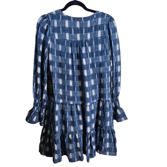 Tuckernuck NWT Pomander Place Blue Ikat Kenzo Ruffle Swing Dress Size M - Picture 3 of 14